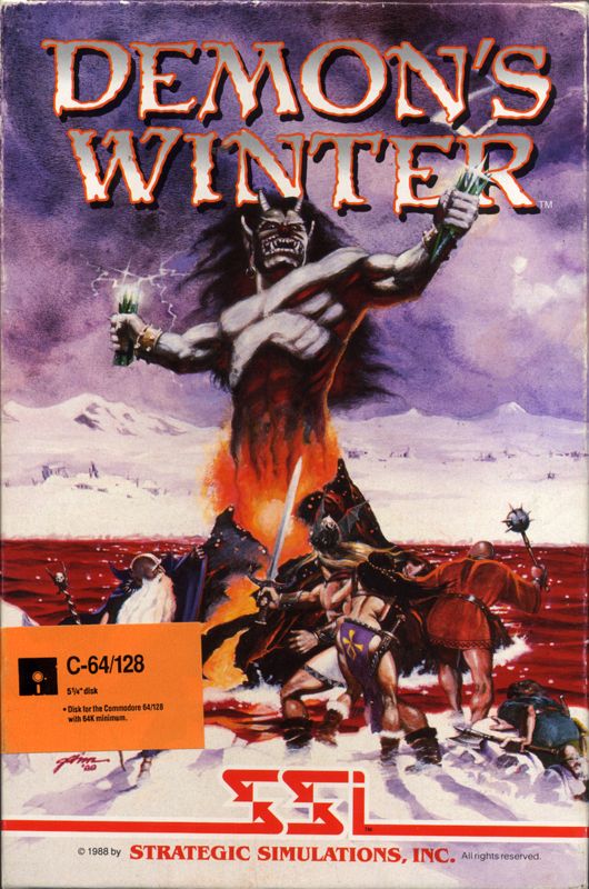 Demon's Winter box art for Commodore 64